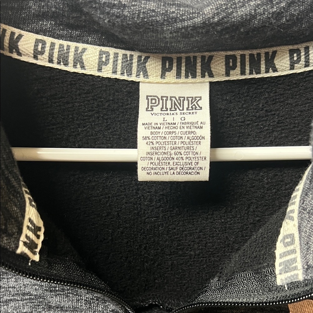 PINK Victoria's Secret Black Heathered Quarter Zip, Large - Picture 2 of 4